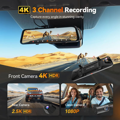 Wolfbox G900 TriPro Cabin Version 3 Channel 4K Rear View Mirror Dash Cam - additional view 10