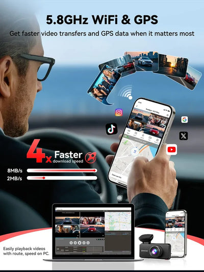 REDTIGER F17 Plus 2.7K 4 Channel Dash Cam