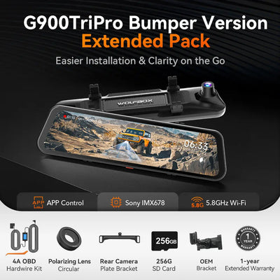 Wolfbox G900 TriPro Bumper Version 3 Channel Rearview Mirror Dash Cam - additional view 18