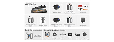 Wolfbox G900 TriPro Bumper Version 3 Channel Rearview Mirror Dash Cam - additional view 29
