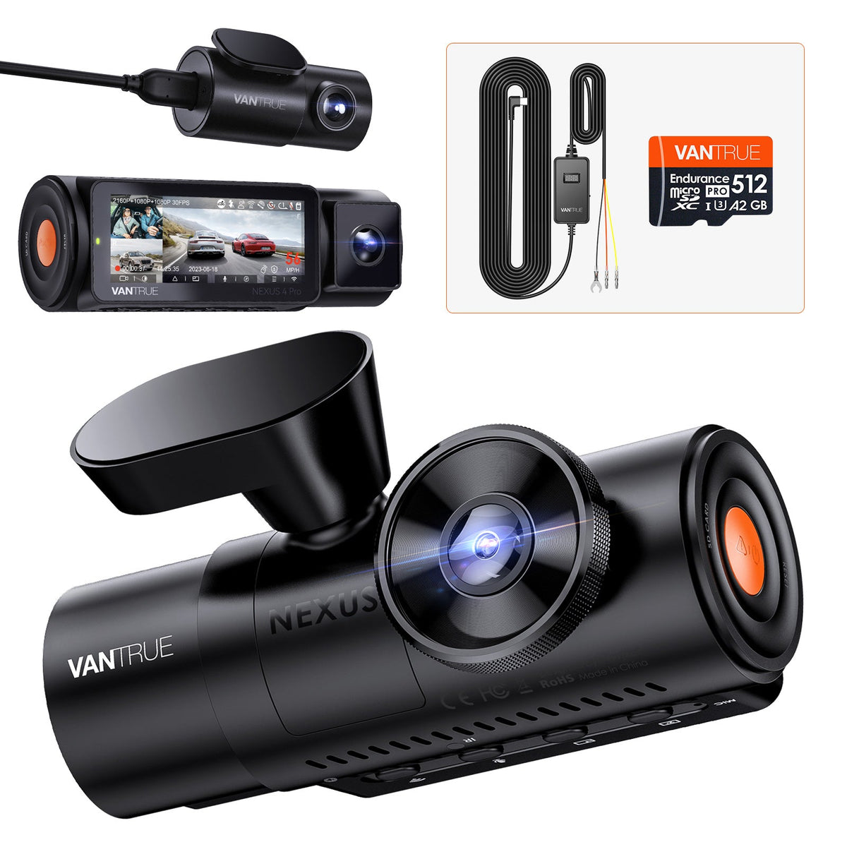 Vantrue N4 Pro + VP05 Hardwire Kit + 512GB Card Bundle