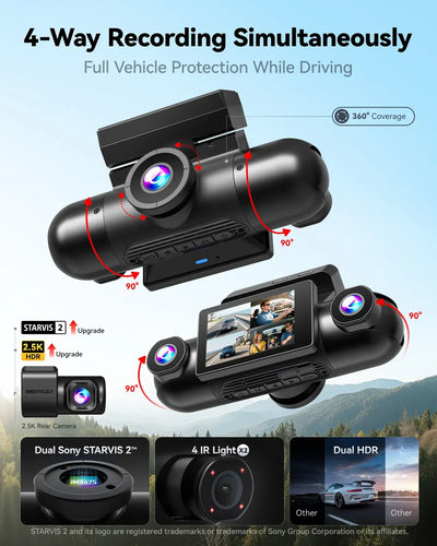 Redtiger VP40 4 Channel 2.5K Dash Cam Dual Sony STARVIS 2 HDR 5.8 Ghz WiFi Parking Monitor Dash Cam - additional view 2