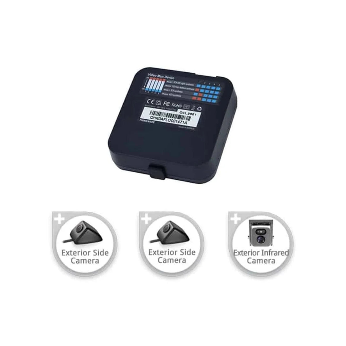 Thinkware Multiplexer Bundle #2 with 2 Side Cameras and 1 Exterior IR Infrared Camera for Up to 5 Channel Recording