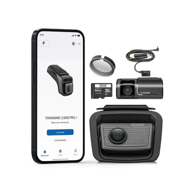 Thinkware U3000 Pro 2 Channel 4K Front + 2K Rear Camera - Cloud, WiFi, GPS w/ OBD-II Power Cable