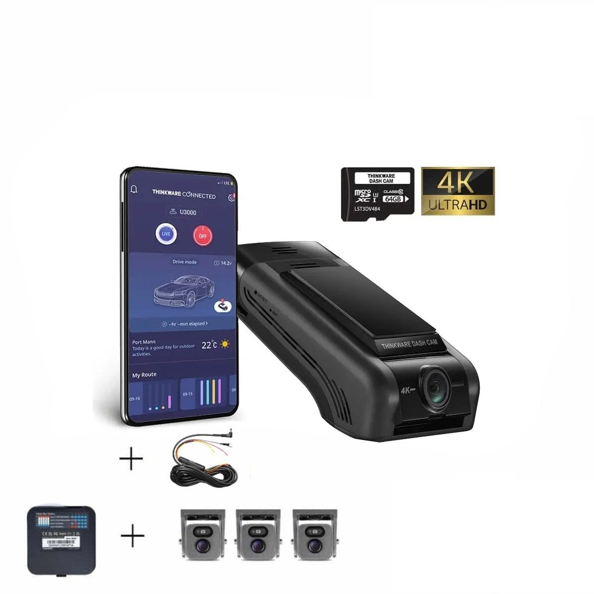 Thinkware U1000 Plus 4K Dash Cam 4-CH Bundle #3