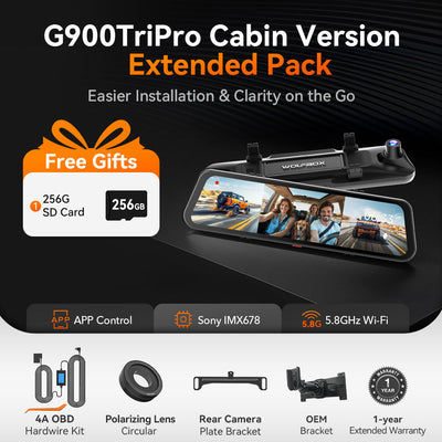 Wolfbox G900 TriPro Cabin Version 3 Channel 4K Rear View Mirror Dash Cam - additional view 18