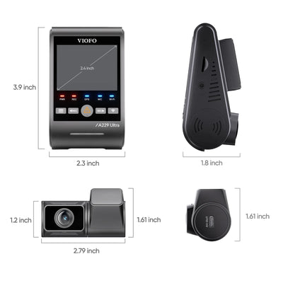 VIOFO A229 Ultra 2 Channel Dash Cam – 4K Front + 4K Rear, Dual Sony STARVIS 2, 4K HDR, 5GHz Wi‑Fi, GPS - additional view 4