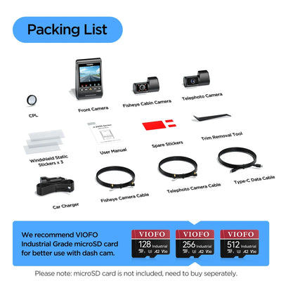VIOFO A329TC 3 Channel Dash Cam – 4K Front, 2K Telephoto Zoom, 2K Cabin, STARVIS 2, GPS, Parking Mode - additional view 7