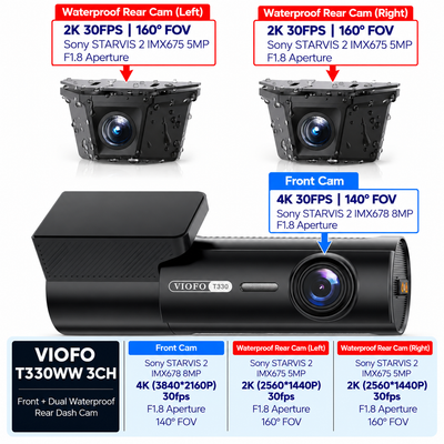 VIOFO T330WW 3CH 4K Front and Dual 2K Waterproof Rear Dash Cam