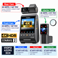 Viofo A329S 4K 3 Channel Dash Cam with 2K Interior & Rear, Sony STARVIS 2 Sensors, HDR Night Vision, Wi‑Fi 6