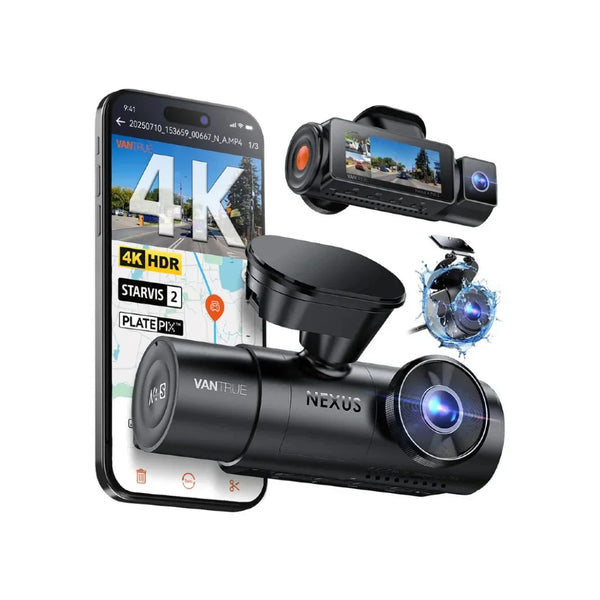 Vantrue N4 Pro S 4K Triple Channel Dash Cam with STARVIS 2, PlatePix License Plate Capture, 5GHz Wi‑Fi & GPS Tracking