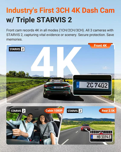 Vantrue N4 Pro S 4K Triple Channel Dash Cam with STARVIS 2, PlatePix License Plate Capture, 5GHz Wi‑Fi & GPS Tracking - additional view 9