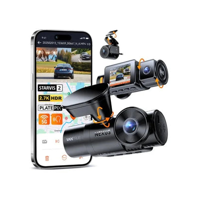 Vantrue N4S 3CH 2.7K Dash Cam with Triple Sony STARVIS 2, PlatePix License Plate Capture, 5GHz Wi‑Fi & Dual GPS Logger