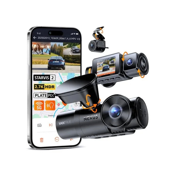 Vantrue N4S 3CH 2.7K Dash Cam with Triple Sony STARVIS 2, PlatePix License Plate Capture, 5GHz Wi‑Fi & Dual GPS Logger
