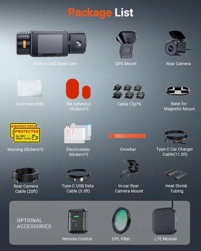 Vantrue N4S 3CH 2.7K Dash Cam with Triple Sony STARVIS 2, PlatePix License Plate Capture, 5GHz Wi‑Fi & Dual GPS Logger - additional view 8