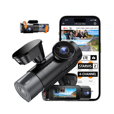 Vantrue N5S 2K 4 Channel Dash Cam, 360° Coverage, Quad Sony STARVIS 2, LTE Ready, 24/7 Parking Mode, 5GHz Wi‑Fi, GPS