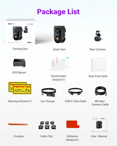 Vantrue S1 Pro Max Dual Dash Cam – 4K Front + 2.5K IP67 Rear, Dual STARVIS 2, HDR Night Vision, 5G Wi‑Fi, GPS - additional view 8