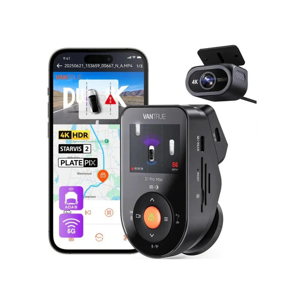 Vantrue S1 Pro Max 4K Front + 4K Rear Dual Dash Cam – Dual 4K Ultra HD, Night Vision, GPS & Parking Mode
