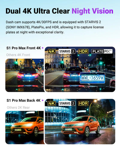 Vantrue S1 Pro Max 4K Front + 4K Rear Dual Dash Cam – Dual 4K Ultra HD, Night Vision, GPS & Parking Mode - additional view 2