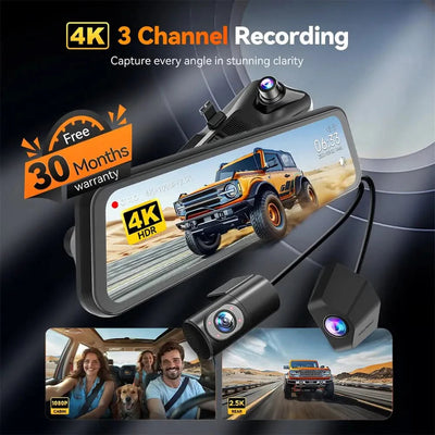Wolfbox G900 TriPro Cabin Version 3 Channel 4K Rear View Mirror Dash Cam - additional view 9