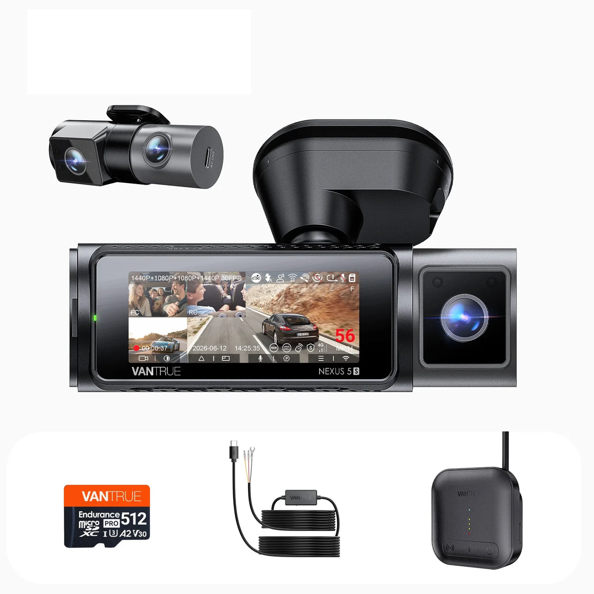 Vantrue Bundle: N5S + 4G LTE Module + VP03 Hardwire Kit + 512GB Card+ CPL