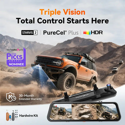 Wolfbox G900 TriPro Bumper Version 3 Channel Rearview Mirror Dash Cam - additional view 7
