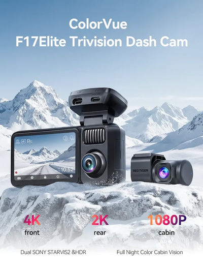 REDTIGER F17 Elite 4K 3 Channel Dash Cam