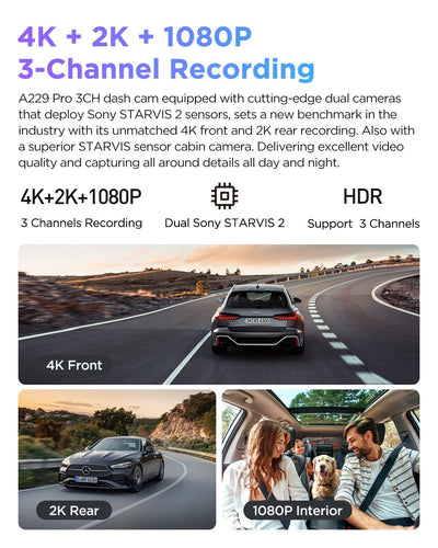 Viofo A229 Pro 4K Dual Front & Interior Dash Cam - additional view 7