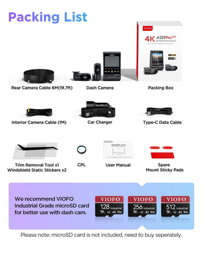 Viofo A229 Pro 4K Dual Front & Interior Dash Cam - additional view 14