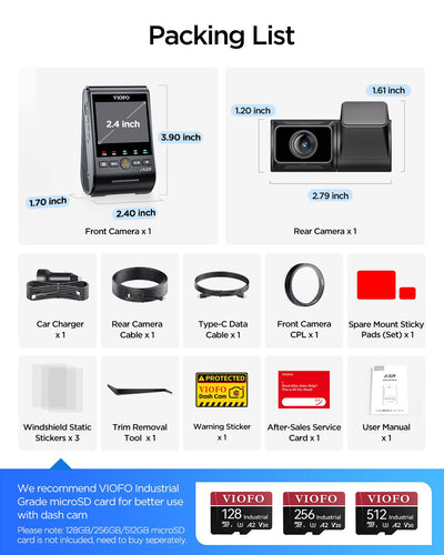 VIOFO A329S 2CH 4K Dash Cam – 4K Front + 2K Rear, Sony STARVIS 2, Wi‑Fi 6, GPS, Parking Mode - additional view 16
