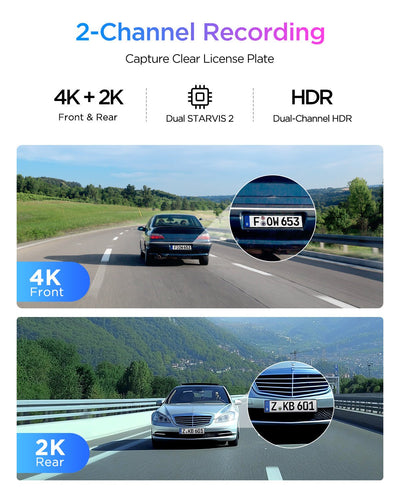 VIOFO A329S 2CH 4K Dash Cam – 4K Front + 2K Rear, Sony STARVIS 2, Wi‑Fi 6, GPS, Parking Mode - additional view 9