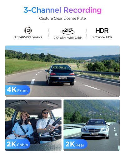 Viofo A329S 4K 3 Channel Dash Cam with 2K Interior & Rear, Sony STARVIS 2 Sensors, HDR Night Vision, Wi‑Fi 6 - additional view 8