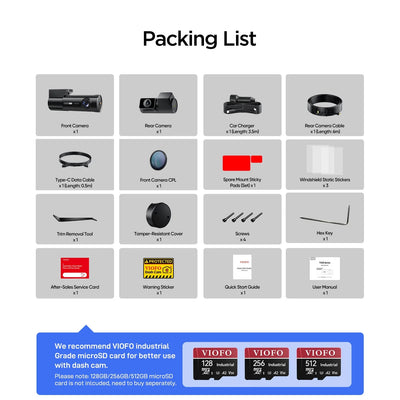 Viofo T330 2CH 4K 60fps Front and 2K Rear Dash Cam