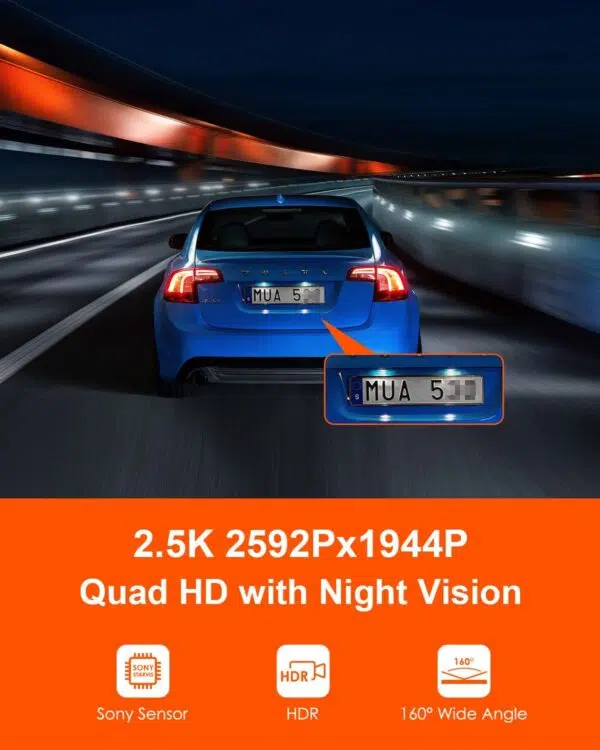 Vantrue E1 2.5K WiFi Mini Dash Cam with GPS and Speed, Voice