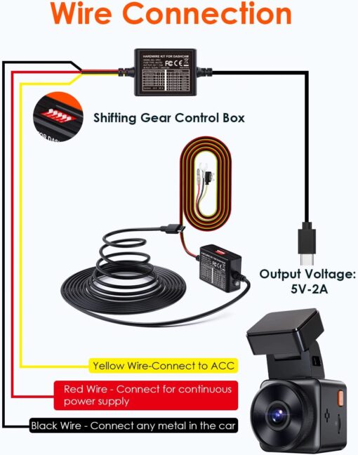 Vantrue 3-Lead ACC Type-C Hardwire Kit for N4, E1, E2, E3, S2, N2S, X4S Dash Cam