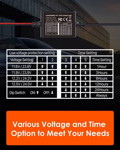 Vantrue 3-Lead ACC Type-C Hardwire Kit for N4, E1, E2, E3, S2, N2S, X4S Dash Cam