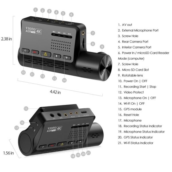 Viofo A139 Pro 2CH Front and Rear