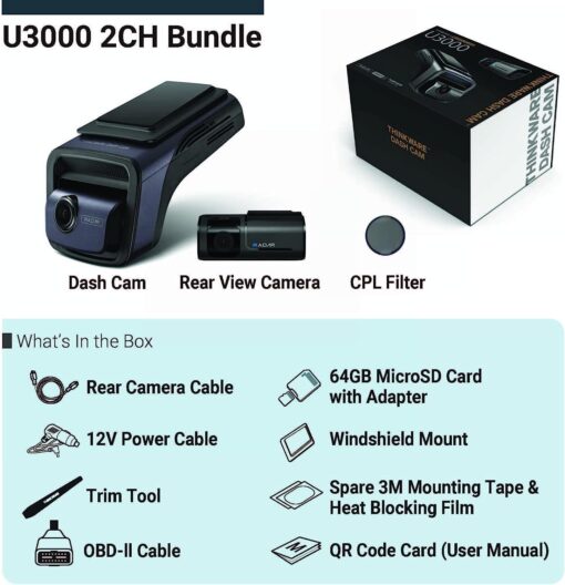 Thinkware U3000 Dual Dash Cam iVolt Xtra External Battery Pack Bundle - Image 12