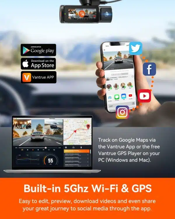 Vantrue N4 Pro 3 Channel 4K WiFi Dash Cam