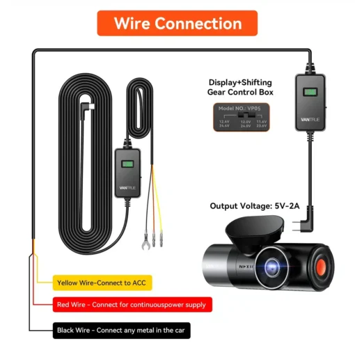 Vantrue Voltage Display ACC Hardwire Kit