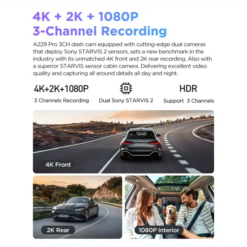 Viofo A229 Pro 4K 3-Channel Dash Cam