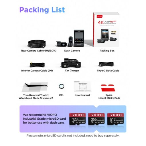 Viofo A229 Pro 4K 3-Channel Dash Cam