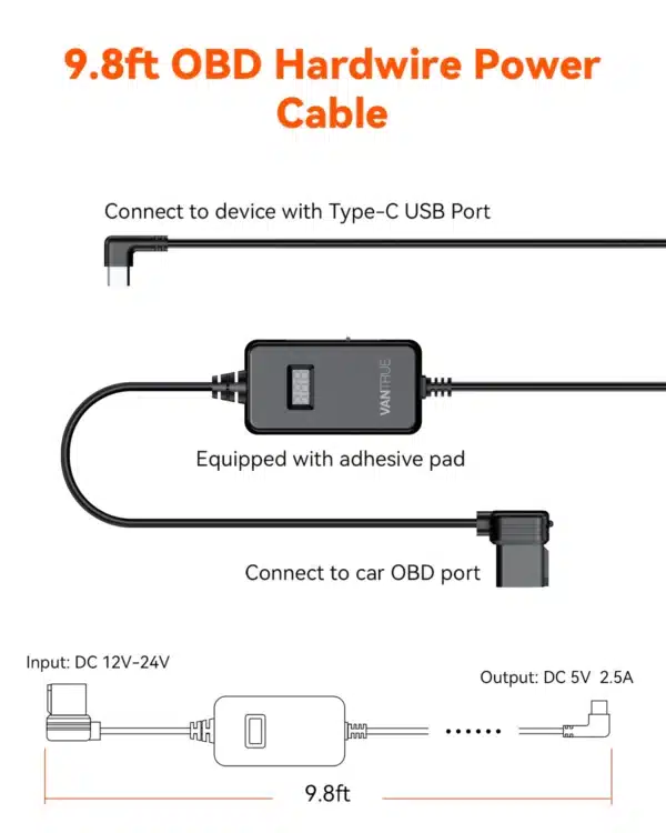 Vantrue Voltage Display OBD Cable