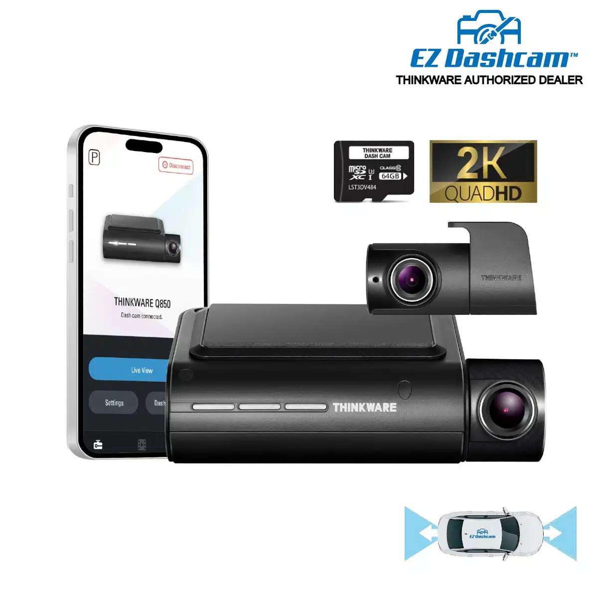 Thinkware Q850 2K QHD Dual Dash Cam
