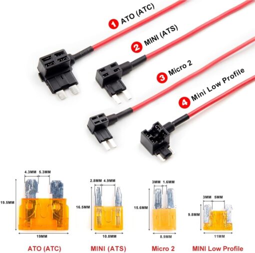 VIOFO Type-C HK4 Hardwire Kit with 8pcs Full Set Fuse for A329, A229, A119MINI2, A139, T130, WM1