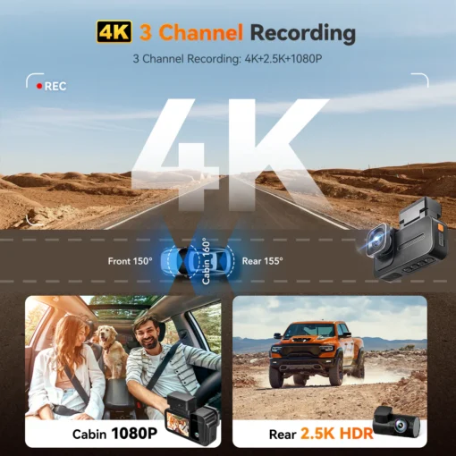 Wolfbox X5 3-CH 4K Dash Cam