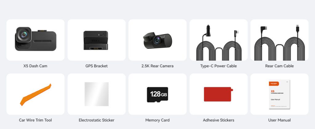 Wolfbox X5 3-CH 4K Dash Cam