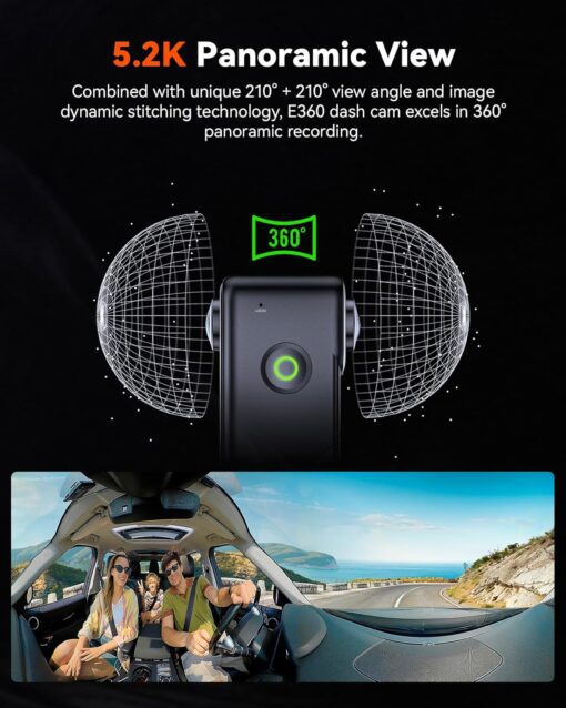 Vantrue E360 5.2K 360° Panoramic Dash Cam - Image 2