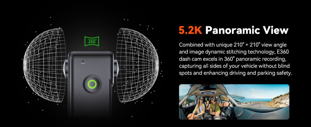 Vantrue E360 5.2K 360° Panoramic Dash Cam | EzDashcam Vantrue E360 5.2K 360° Panoramic Dash Cam | EzDashcam