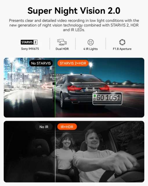 Vantrue N2X 2.7K Front & Interior Dash Cam + LTE Module + Hardwire Kit Bundle - Image 3